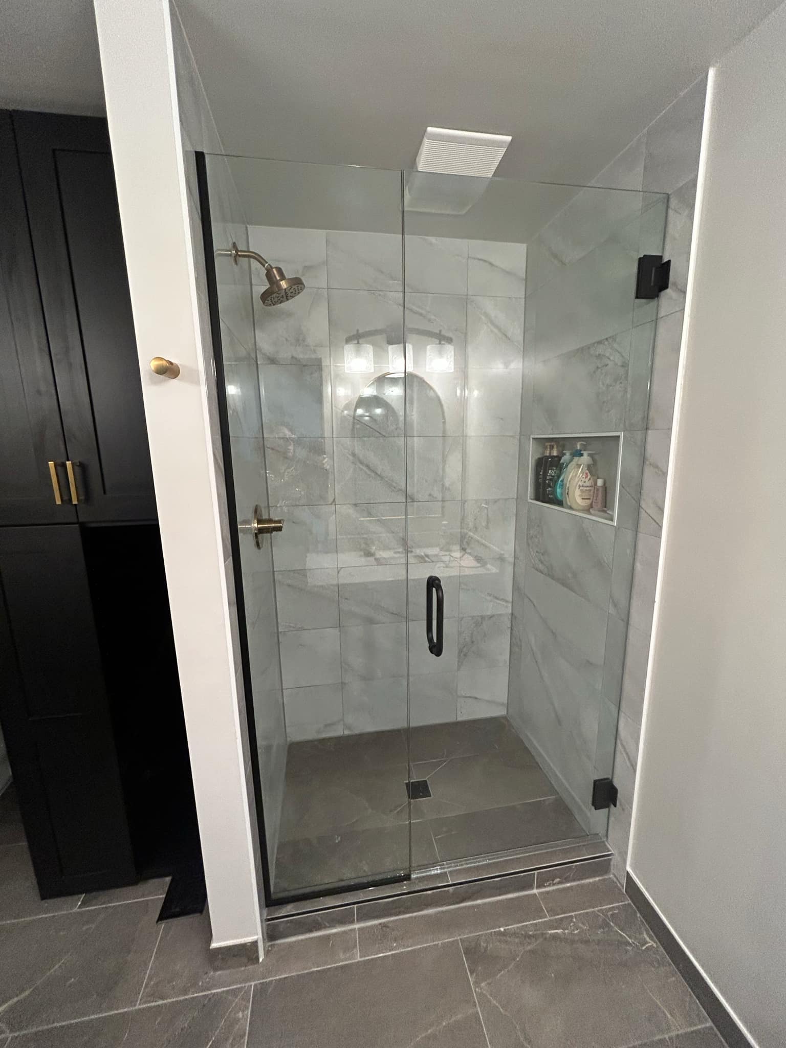 looking head on into a newly remodeled shower
