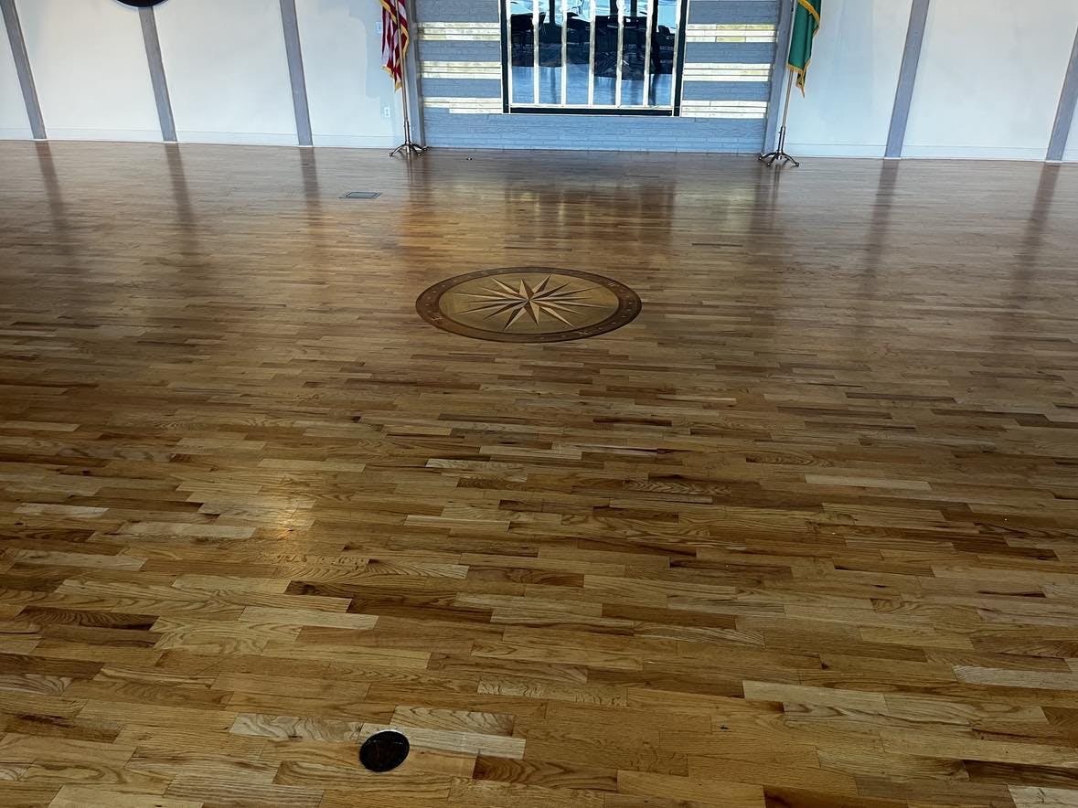 A close up view of the new flooring at the yacht club